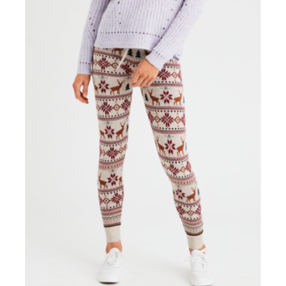 American Eagle Reindeer Sweater Sleep Leggings